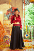 Shubhkala Maroon Gajji Silk Prined Work Navratri Crop-Top Skirt